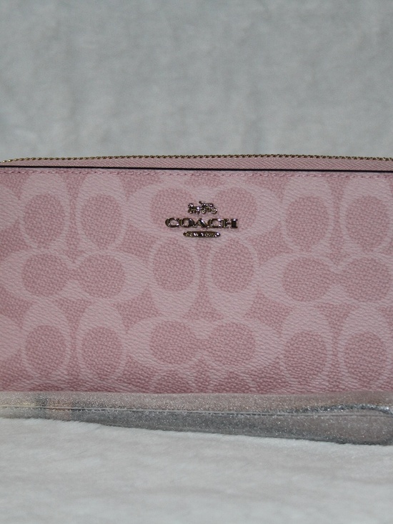 Coach Handbags - NWT Coach Powder Pink Long Zip Wallet in Signature Canvas & Leather